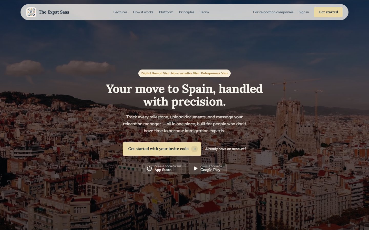 The Expat Saas — hero section